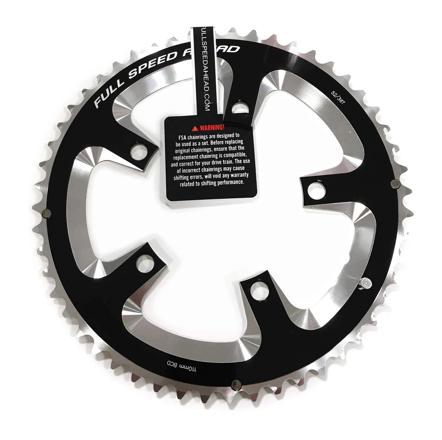 FSA Unisex's Super Road N11 110BCD Chainring-Black, 110 x 52t