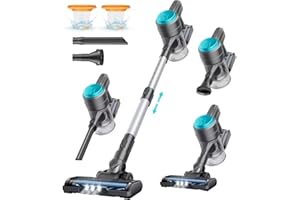 ECODLET Cordless Vacuum Cleaner, Cordless Vacuum 28Kpa Powerful, 40 Min Runtime, Detachable Battery, 1.5L Dust Cup, 6 LED Lights, Lightweight Cordless Stick Vacuum, for Hardwood Floor Pet Hair
