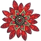 Sparkling Rhinestone Flower Brooch Pin Fashion Crystal Sunflower Brooch Floral Lapel Pins Red/Green/Purple/Pink Crystal CZ Broochs Large Flower Pin Clothes Hat Bag Dress Broochs Wedding Bridal Jewelry for Women