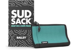 Ballsy Handy Shower Tool - Sud Sack Soap Pouch, Exfoliating Sponge for Baths and Showers - Compatible with Related Bars, Blue