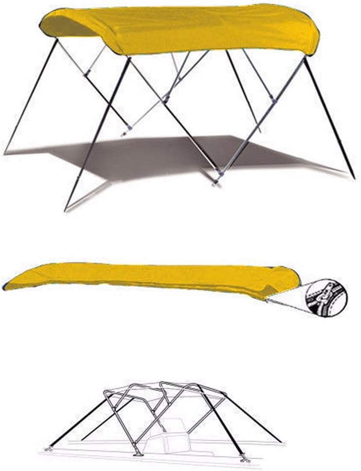 SBU-CV 7 oz Yellow 4 Bow Round Tube Boat Bimini TOP Sunshade for Encore Boat Builders Bentley Elite Admiral 223 2014-2015