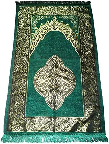 Islamic Prayer Mat Turkish Ottoman Sajadah Thin Prayer Rug Muslim Gift Eid Ramadan Namaz Carpet - Green