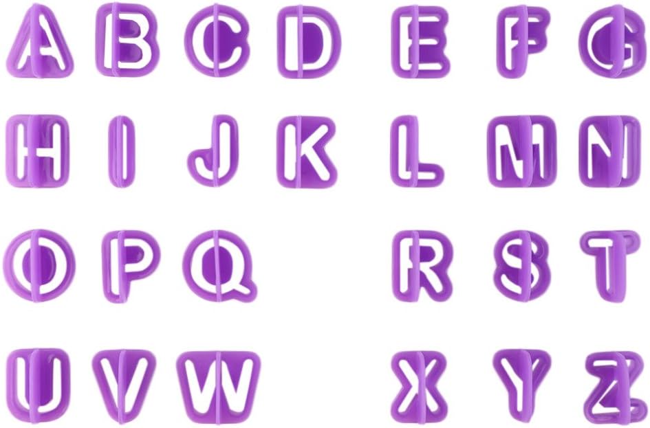 Welim Cutters Numbers Alphabet Cutter Set Plastic Cutter Gateau Marzipan Fondant For Cake Decorating Icing Sugar Craft 40 Pieces Purple