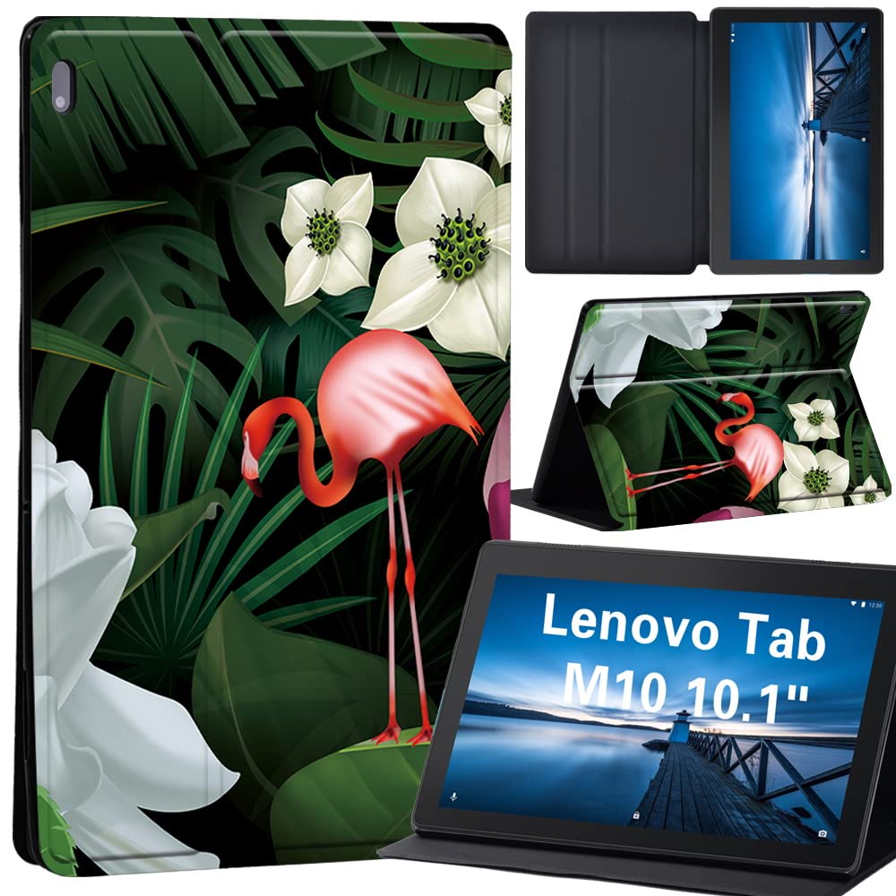 Case for Lenovo Tab M10 TB-X605F/ TB-X605L/ TB-X505F/ TB-X505L - Leather Tri-Fold Stand Cover Case for Lenovo Tab M10 10.1-Inch Tablet, (flamingo04)