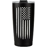 Military Gift Shop 20oz American Flag Tumbler, Insulated Steel USA Coffee Mug with Lid | Disabled Vet Owned Business | Flag 20 oz