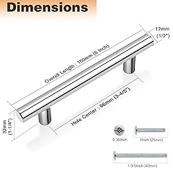 Probrico 5 Pack Polished Chrome Cabinet Handles