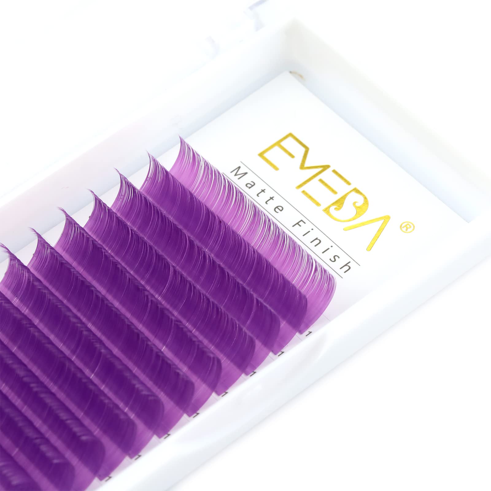 EMEDA Purple Eyelash Extensions - Flat Lashes 0.07mm D Curl 9-15mm Mixed Matte Individual Salon Use Lashes