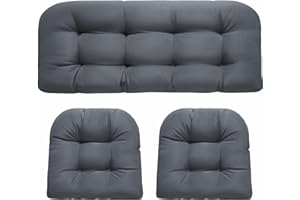 Wicker Chair Cushions of 3 Pieces, Waterproof Outdoor Wicker Chair Cushions for Patio Furniture Loveseat Settee Couch, 1 Love