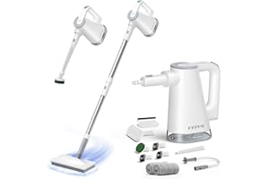 FEPPO Steam Mop with Detachable Handheld Steam Cleaner for Home and Floor Cleaning, 10-in-1 Multi-purpose Attachments & 2 Pads, Powerful Steamer for Floors, Hardwood, Tiles,Grout,Windows,Kitchen,Bath