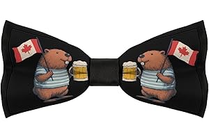 Beaver Happy Canada Day Men’s Bow Ties Adjustable Pre-tied Neck Bows Tuxedo for Wedding Party