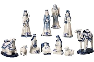 KURT S. ADLER Kurt Adler 1.97-Inch by 6.7-Inch Porcelain Delft Blue 11-Piece Nativity Set