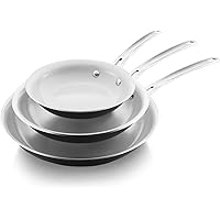 COOKER KING Ceramic Nonstick Frying Pan Set, Dishwasher Safe, Oven Safe, Toxin Free, PFOA Free, Stainless Steel Handles…