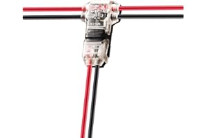 BRIGHTFOUR Low Voltage Wire Connectors Solid Connection, T Tap Wire Connectors, T Type 2 Pins Wire Splice Connectors, Solderless No Stripping 3 Way Wire Connector for LED Strip, Automotive Fits 24-20 AWG 12 Pack