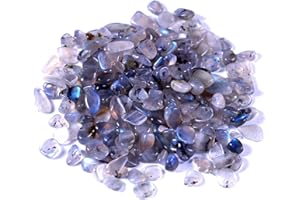 IMALY Grey Moonstone Tumbled Chips Stone Polished Crushed Healing Crystal Quartz Pieces Irregular Shaped Stones for Home Decorative Stones Vases Plants Succulents 0.5lb