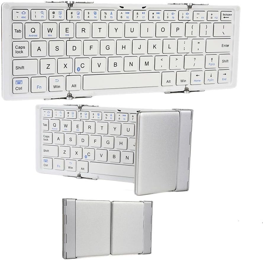 Cooper Optimus [Folding Bluetooth Keyboard] for Asus Transformer Book T100/2014/Chi, T100TAM | Rechargeable Lithium Battery (White & Silver)
