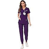 COZYFIT Scrubs for Women Set - Stretch V-Neck Scrub Top & Jogger Pant with 8 Pockets COZY SCRUBS