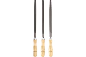 HARFINGTON 3pcs Triangle Coarse/Medium/Thin Cut File 8" Double Cut Teeth High Carbon Steel Hand Rasp File Wood Handle for Met