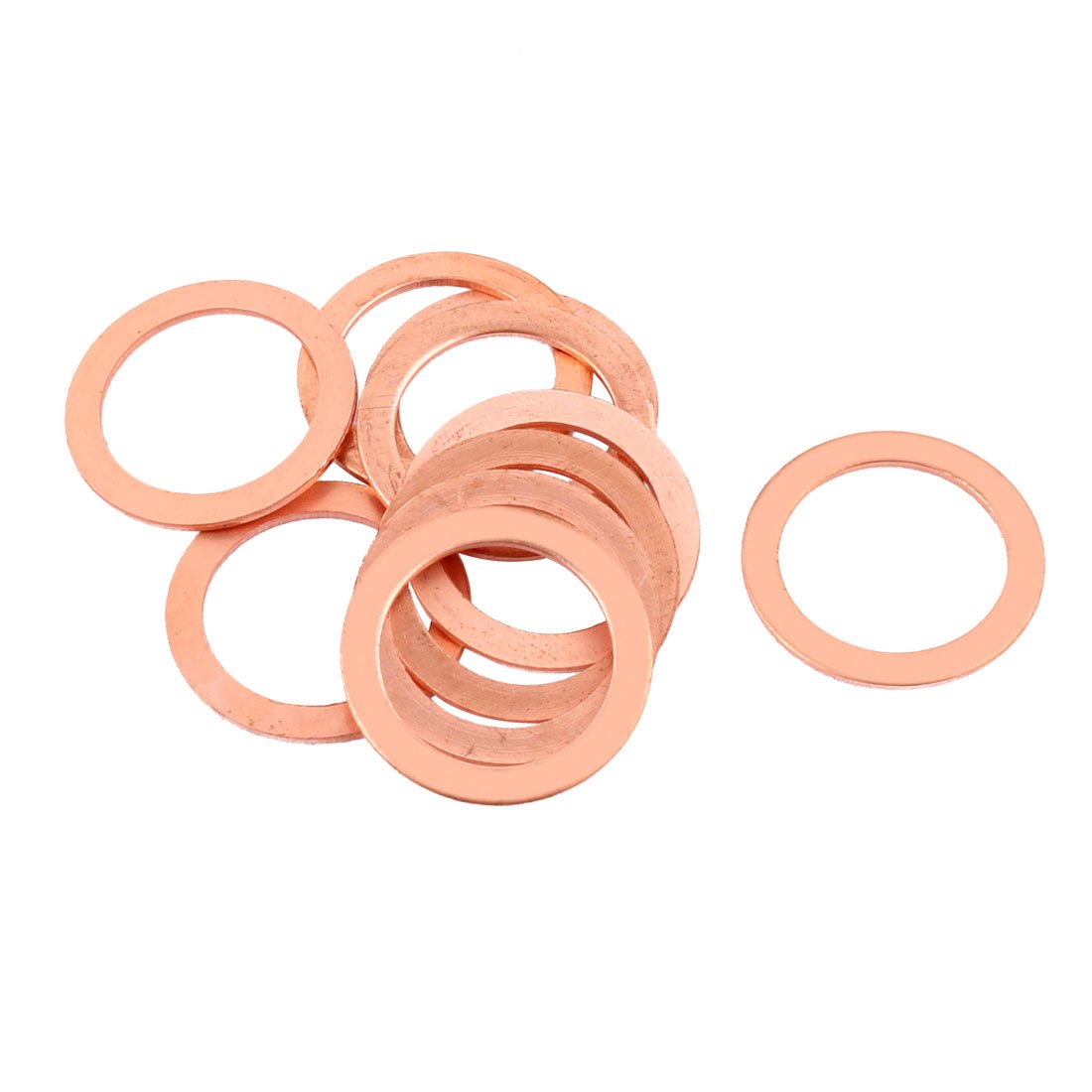 sourcing map 10pcs 22mm x 16mm x 1mm Flat Ring Copper Crush Washer Sealing Gasket Fastener
