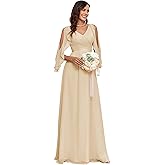 GARDOM Ruffle Sleeve Chiffon Bridesmaid Dresses for Women Cold Shoulder Formal Dress for Wedding 2025 V Neck Evening Gowns