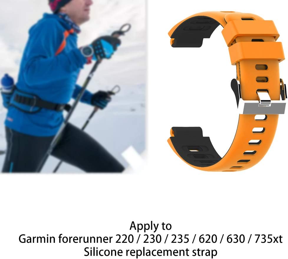 NO BRAND Elenxs Reemplazo de la Correa de Reloj Deportivo Correa Banda Banda de Reloj para Garmin Forerunner 220/230/235/620/630 / 735xt, Naranja ...