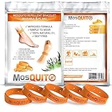 MosQuitO Repellent Bracelets 5 Pack - 100% All Natural Ingredients Insect Repellent - Safe Microfiber with Citronella Lemongrass Geraniol and Peppermint - DEET FREE Insect Protection
