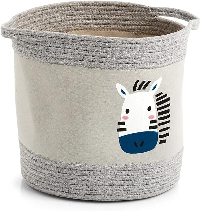 Toy Basket | Storage Basket | Nursery Basket | Toy Organizer | Book Basket | Nursery Organiser | Toy Box | Cotton Toy Box 30 x 30 cm (Zebra)
