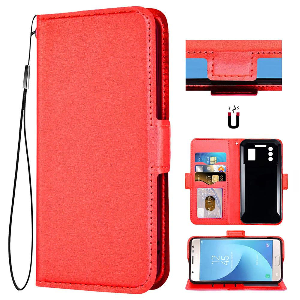 Auotu PU Leather Flip Case with Camera Protection Wallet Mobile Phone Case Cover for IIIF150 B1 / IIIF150 B1 Pro Smartphone (Red)