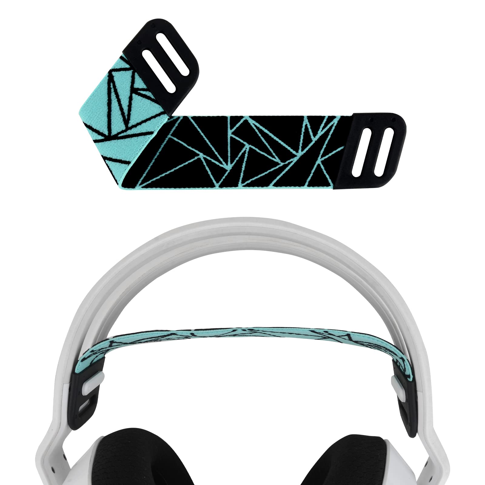 Geekria Mesh Fabric Headband Pad Compatible with Logitech G733, G335, G535 Headphones, Replacement Band Repair Part (Black/Mint Green)