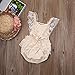 Baby Girls Lovely Ruffle Lace Collar Bodysuit with Headband (9M, Beige)