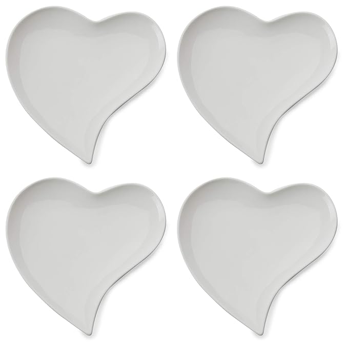 Maxwell Williams White Basics Dinner Plates in Heart Shape, Porcelain