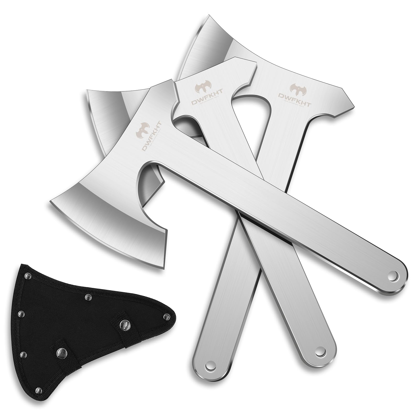 Photo 1 of Throwing Axe Set, 3 Pack 10.2" Throwing Axes and Tomahawks Full Tang Stainless Steel with Nylon Sheath, 4.3" Blades Design, Perfect for Axe Throwing Game, Competition and Recreation