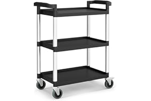IRONMAX Utility Cart with Wheels, 3 Tier Heavy Duty Food Service Cart, Rolling Storage Trolley with 330 LBS Loading Capacity,