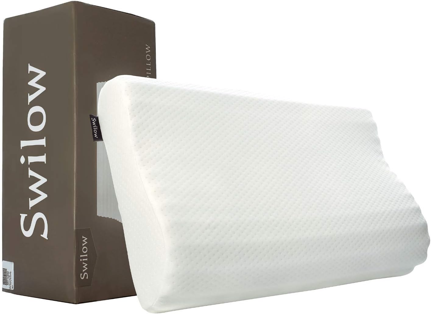 Swilow Memory Foam Pillow for Side Sleeper, Cervical Contour Pillow for Neck Pain, Orthopedic Neck Support Pillow Chiropractic Ergonomic Pillow Sleeping with Free Pillowcase (Firm, Standard Size): Home & Kitchen