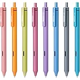 WRITECH Fine Point Gel Pens: 8ct 0.5mm Multi Colored Ink Colors Retractable Pen for Smooth Writing Note Taking Journaling Assorted Coloring No Bleed & Smear & Smudge (Vintage Set)
