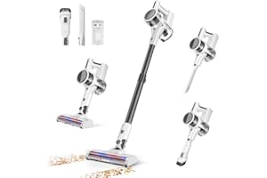Comvtu Cordless Vacuums, 80,000PRM Powerful Motor Vacuum Cleaner and 2200mAH Rechargeable Battery up to 35 Mins Worktime, 2 Adjustable Modes, Detachable Parts, Wireless Stick Vacuum (Sliver White)