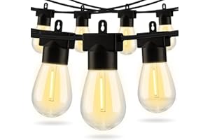 Aialun 96FT(48FTx2) LED Outdoor String Lights Outside Patio Yard Lighting Waterproof Hanging Warm Glow 2200K Shatterproof Edison Bulbs,Heavy-Duty Strand Decorative Café Porch Bistro Garden Tree