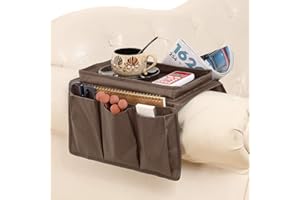 NICEYST Couch Sofa Armrest Organiser Arm Chair Caddy Bedside Storage Pocket with 6 Pockets TV Remote Holder Bed Storage Pocket Bag for Cellphone Tablet Notepad Book Magazines DVD Glasses