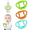 RTMOK Bottle Handles for Dr. Brown's Narrow Baby, Wide-Neck, Removable Easy-Grip Transitional Sippy Cup Handles, 100% Silicone-BPA-Free Material, 4m+ (Blue+Green+Yellow)