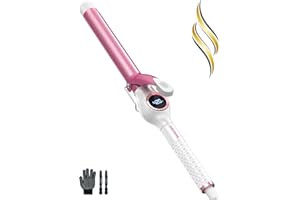 ORYNNE Digital Ceramic Curling Iron - 1 Inch Barrel for Bouncy Curls & Waves, Argan Oil Infused, Dual Voltage, Fast Heat Up