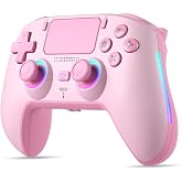 SIMGAL Wireless Controller for PS5/PC, RGB/1000mAh/Turbo/Vibration, A Pink | PS5/PC/Steam/Mac/Android/iOS compatible, Hall Effect joystick, programmable back paddles, dual vibration