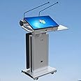 Smart Digital Podiums 23.6" Multi-Point Control Panel, Smart Podiums with 32" LCD Display Screen, Electronic Podiums Height Adjustable ±150mm, Support HDMI, Wired & Wireless Mic