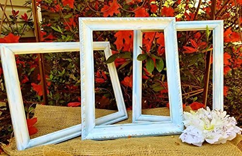 3 piece open frame set, baby blue &amp; white, Rustic Picture Frames, Farmhouse Wall Decor, Shabby Chic Frames, Nursery Frames, 8 x 10 gallery Ask a question