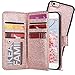 ULAK iPhone 6S Case Detachable Wallet, iPhone 6 Case, Glitter PU Leather Flip iPhone 6S Wallet Case with 7 Card Holder & Detachable Magnetic Hard Cover for iPhone 6/6S 4.7 inch,Bling Rose Gold