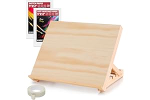 AOTEMOON Tabletop Easel for Painting, 13.8"x11.4" Adjustable Portable Art Easel Includes Art Painting Papers, Sketch Papers and Masking Tape, Pinewood Drawing Board for Canvas, Books and Artwork