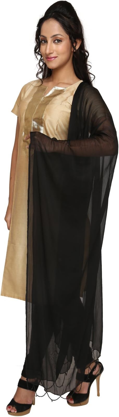 Dupatta Bazaar Indian Casual Beaded Chiffon Dupatta, Scarf Shawl/Chunni