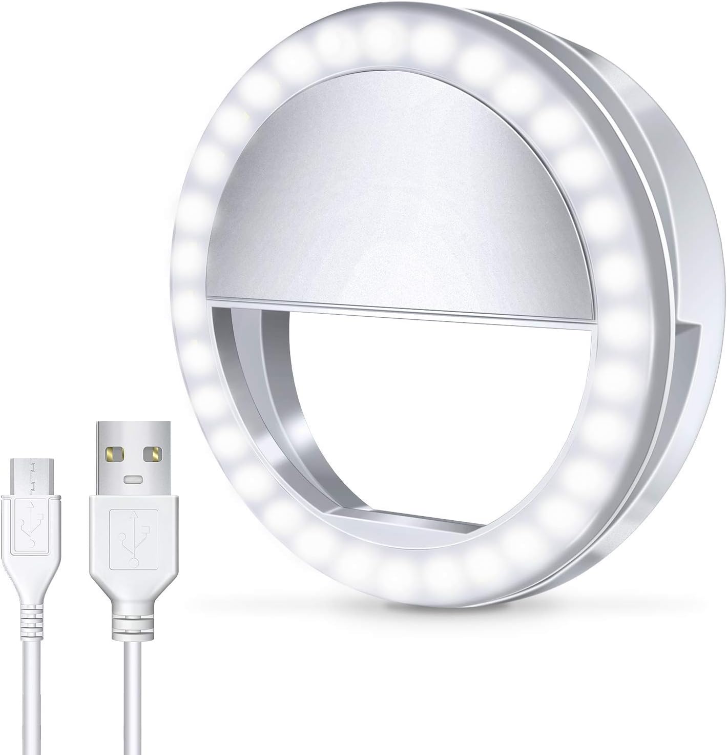 JSTBUY LABEL JBY-SR36L Selfie Ring Light with 36 LED Bulbs, Flash Lamp Clip Ring Lights Fill-in Lighting Portable for Phone/Tablet/iPad/Laptop Camera (White)