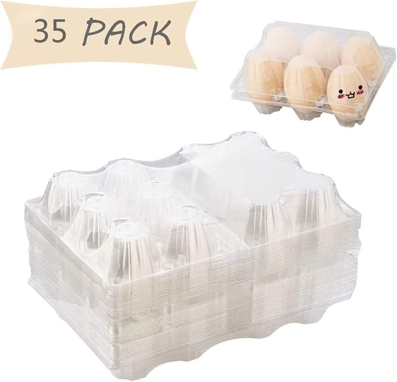Clear Plastic Egg Cartons Count Egg Holder, Reusable