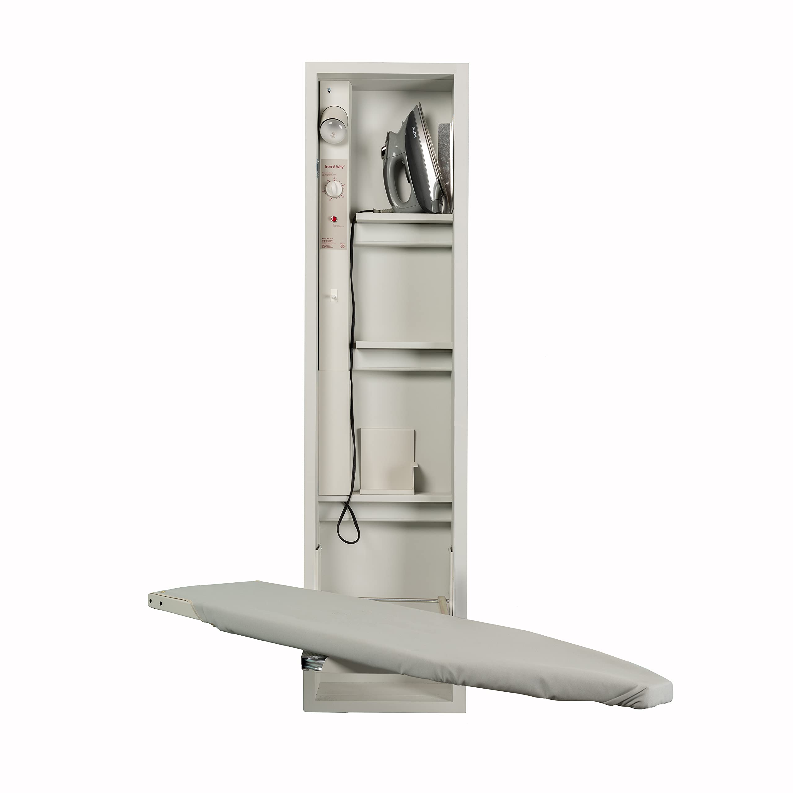 Iron-A-Way Built-In Ironing Center with 46 Inch Swiveling Ironing Board, Electrical System, Hot Iron Storage and No Door-AE46NDU