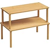 VERTORGAN Cabinet Organizer Shelf(Set of 2),Kitchen Counter Shelves,Bamboo Stackable Expandable Spice Rack Countertop(Large)