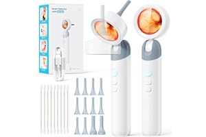 Qimic Otoscope Ear Camera with 1.38'' Screen, 1080P Ear Scope with 4 LEDs, 12 Silicone Specula Tips, Support Photo and Video, PC View, Ideal Pocket Otoscope for Adults, Kids and Pets